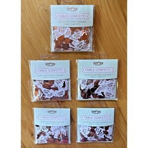 Ginger Ray Table Confetti Baby Shower 'Hello World' Rose Gold Foiled Lot of 5